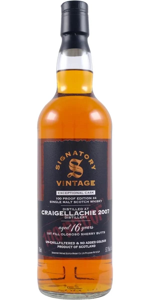 Craigellachie - 16 Year Old (2007) 100 Proof Edition #4 (Signatory Vintage)