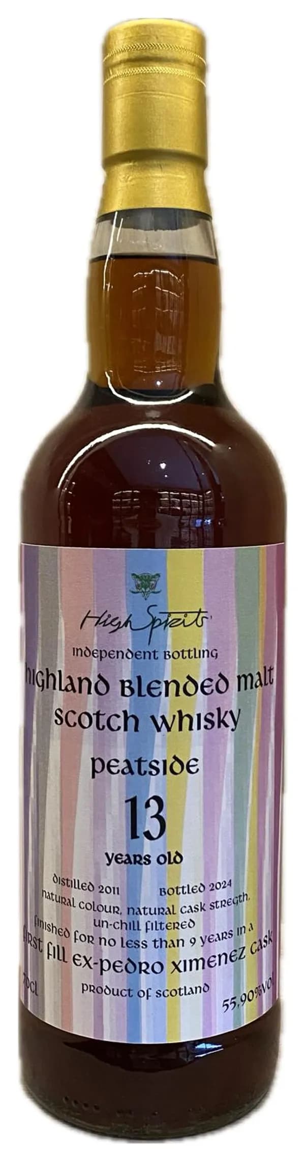 High Spirits Peatside 13 Year Old PX cask Highland Blended Malt Scotch Whisky (Distilled 2011)