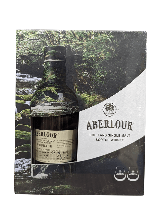 Aberlour A'Bunadh Batch 60 gift pack, with two glasses 