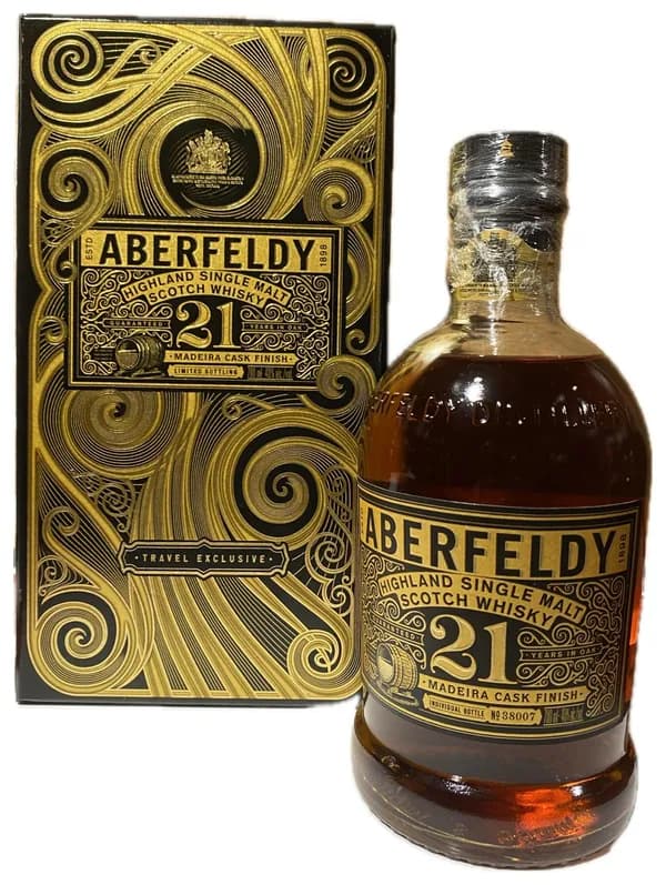 Aberfeldy 21 Year Old Madeira Cask Finish Highland Single Malt Scotch Whisky (Travel Exclusive)