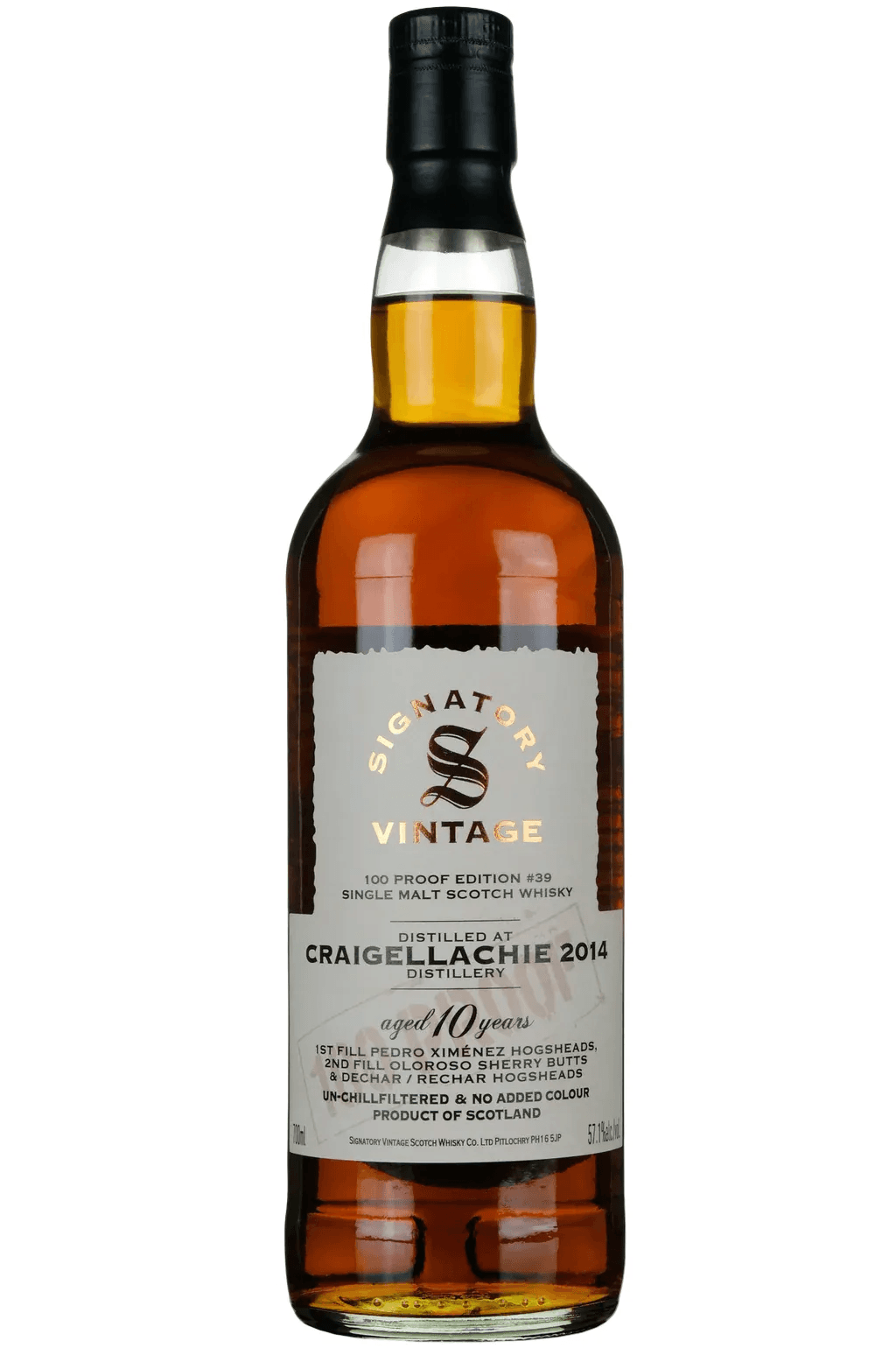Craigellachie 2014, 10 Year Old Signatory Vintage 100 Proof